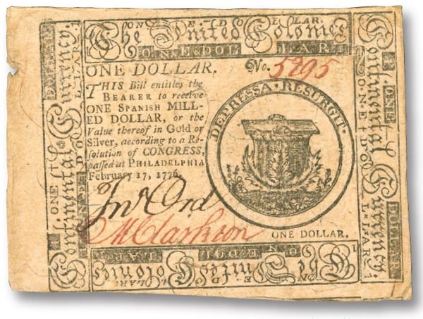 1776 continental dollar