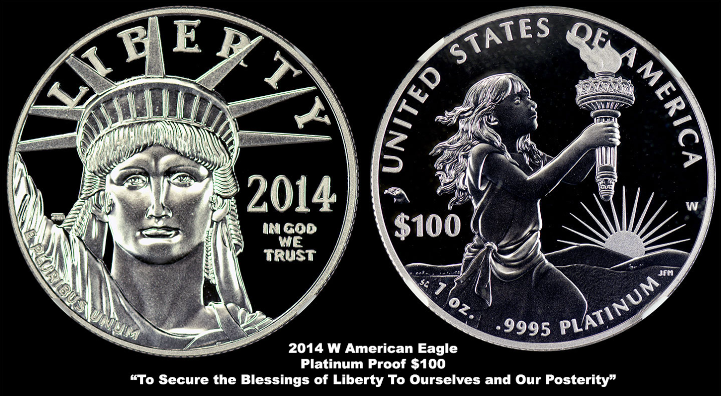 2014 w american eagle platinum proof 100 dollars