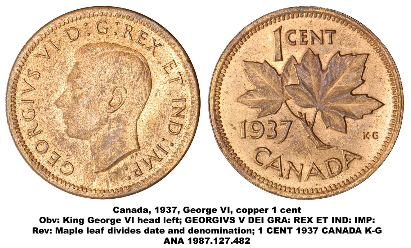 canada 1 cent 1937